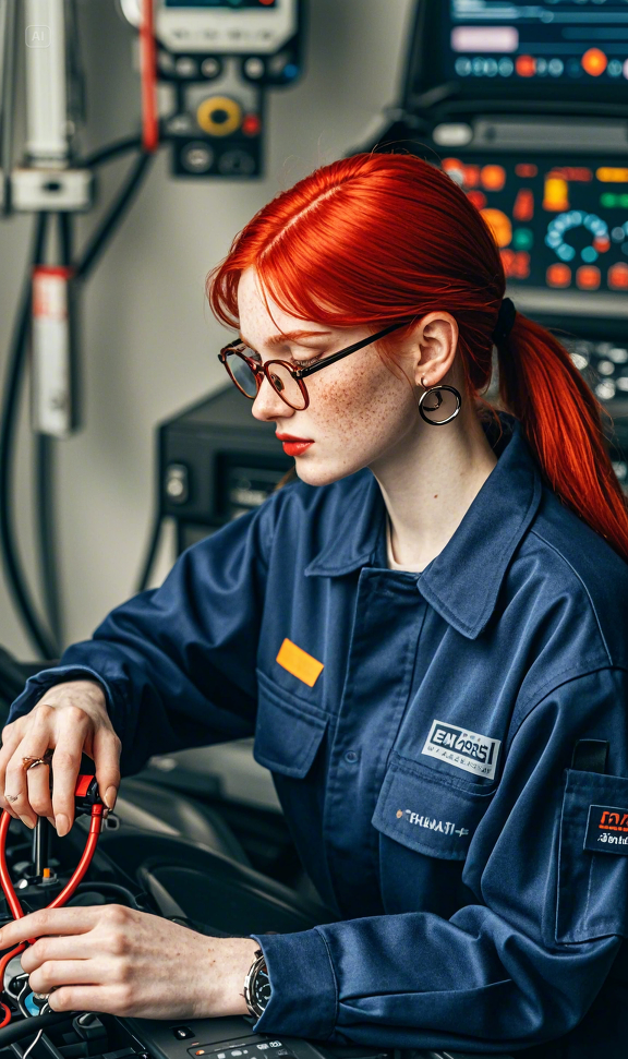 a woman working on a car