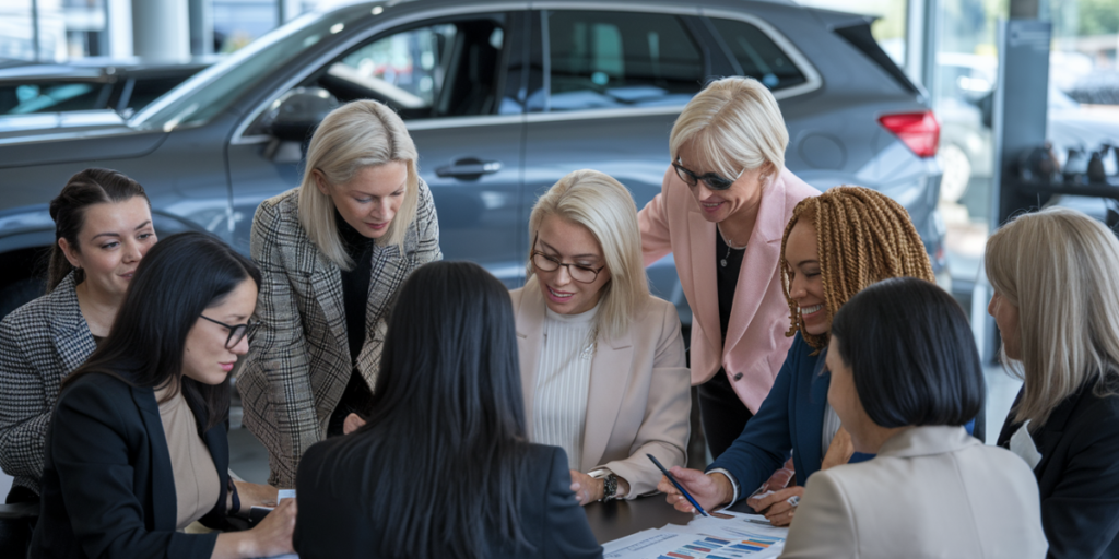 A group of diverse professional women working together