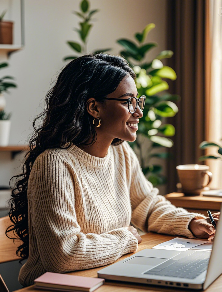 Woman working at her desk