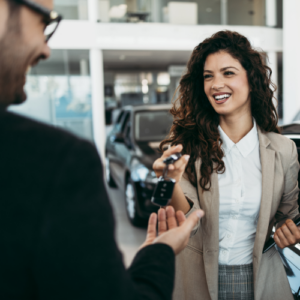 woman in automotive dealership