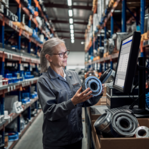 woman working in parts department