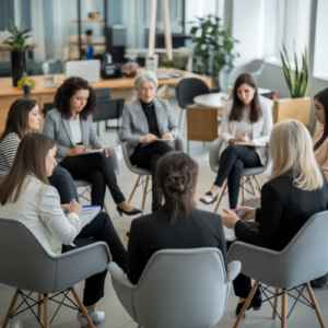 women in a mentoring session