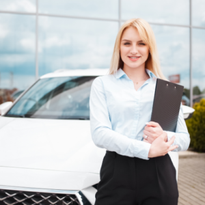 woman in automotive dealership