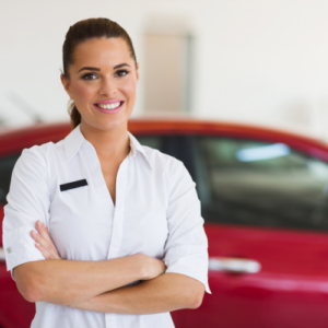 woman in automotive dealership