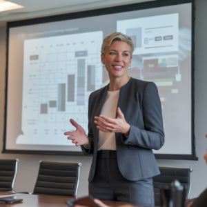 woman leading meeting