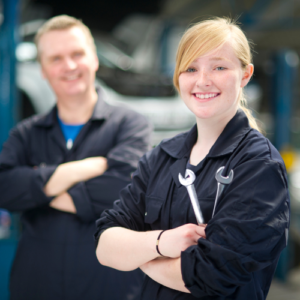 young mechanic and her mentor