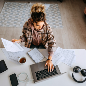 woman taking online courses