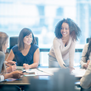 woman leading a team meeting